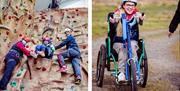 Visitors Enjoying Accessible Climbing and Cycling at Bendrigg Trust in the Lake District, Cumbria