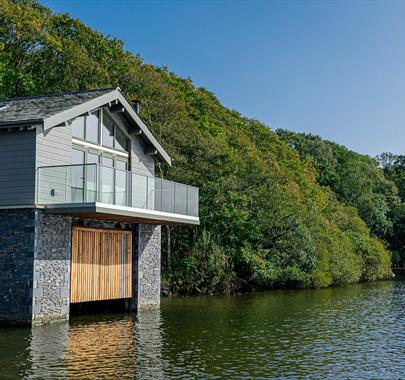 Waterbird Boathouse external view from Lake Windermere at Hill of Oaks