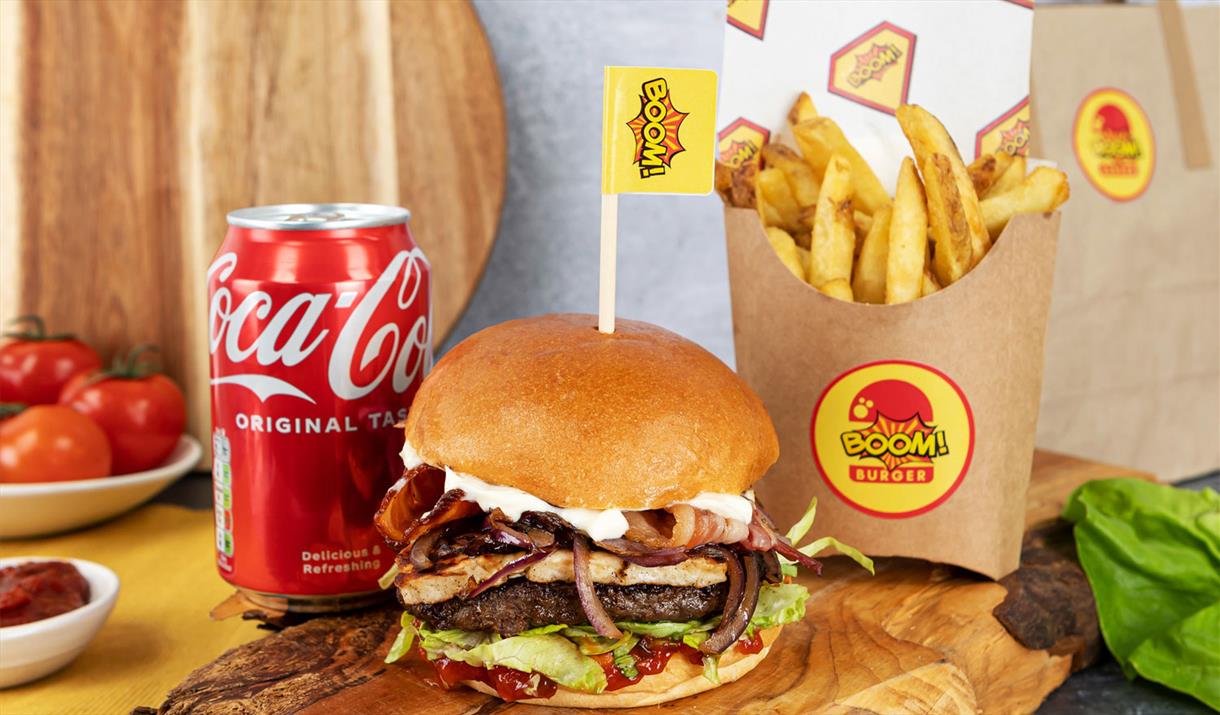 Burger, Fries, and Drink from Boom Foods in Kendal, Cumbria