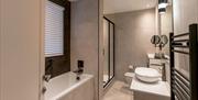 Ensuite Bathroom with Shower at Borrowdale Gates Hotel in Grange near Keswick, Lake District