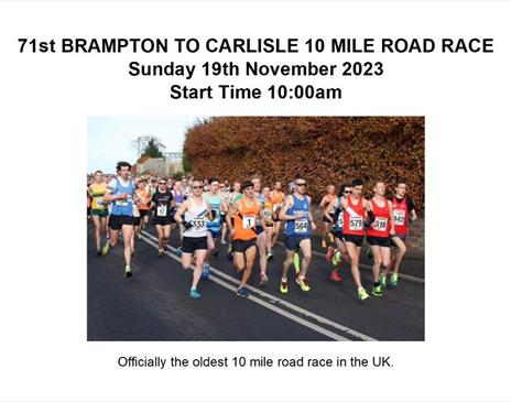 Informational Poster for the Brampton to Carlisle 10 Mile Road Race in Brampton, Cumbria