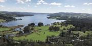 View from above over Lake Windermere and Surrounding Areas, near Brathay Trust in Ambleside, Lake District