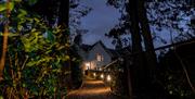 Exterior at Night of Briery Wood Country House Hotel in Ecclerigg, Lake District