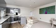 Fully Equipped Kitchen and Living Area in The Apartment at The Fitz in Cockermouth, Lake District