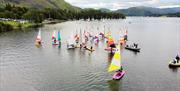 Aerial View of Yachts on Ullswater at Ullswater Yacht Club in the Lake District, Cumbria