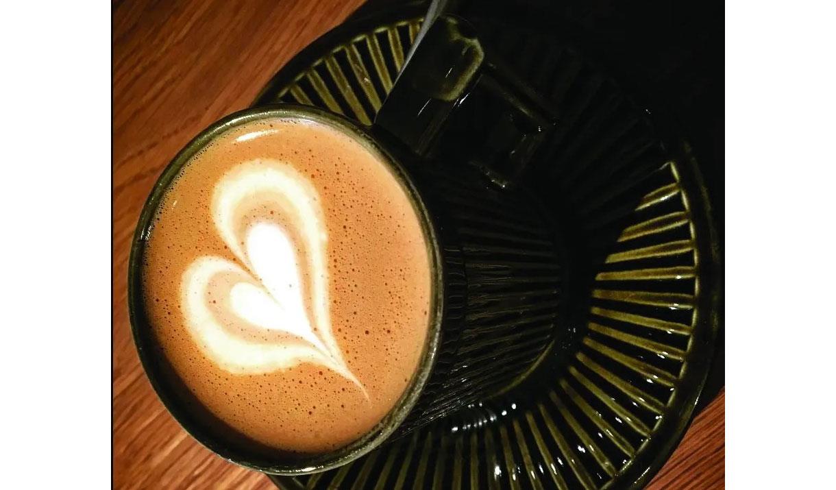 Latte with a Foam Heart from the Crafting the Perfect Coffee: Hand Brewing Methods Workshop at Rosehill Theatre in Whitehaven, Cumbria