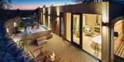 Spa Lodge and Outdoor Hot Tub at The Gilpin Hotel & Lake House in Windermere, Lake District