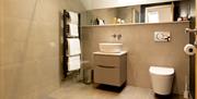 Walk-In Shower and Bathroom at Dandelion Cottage in Dalston, Cumbria