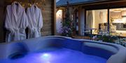 Hot Tub of Hoglet Cottage at Night in Dalston, Cumbria
