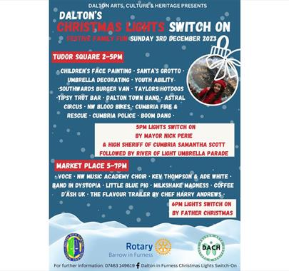 Poster for the Dalton-in-Furness Christmas Lights Switch-On in Dalton-in-Furness, Cumbria