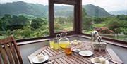 Breakfast with Lake District views at Manesty Holiday Cottages in Manesty, Lake District