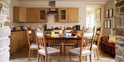 Kitchen and Dining Area at Riverain Cottage in Blencowe, Cumbria