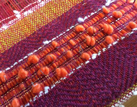 Fabric from the Colour, Texture and Pattern Weaving Workshop with Jan Beadle at Farfield Mill in Sedbergh, Cumbria