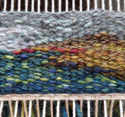 Tapestry from the A Sense of Place in Woven Tapestry Workshop with Anna Wetherell at Farfield Mill in Sedbergh, Cumbria
