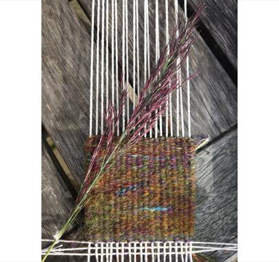 Fabric and Heather from the Summer Colour in Woven Tapestry Workshop with Anna Wetherell at Farfield Mill in Sedbergh, Cumbria