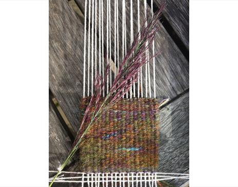 Fabric and Heather from the Summer Colour in Woven Tapestry Workshop with Anna Wetherell at Farfield Mill in Sedbergh, Cumbria