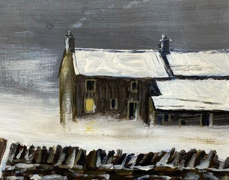 Winter Farm Painting from the Acrylic Painting Workshop with Stuart Gray at Farfield Mill in Sedbergh, Cumbria