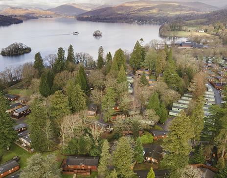 Aerial Shot of Fallbarrow Holiday Park in Bowness-on-Windermere, Lake District