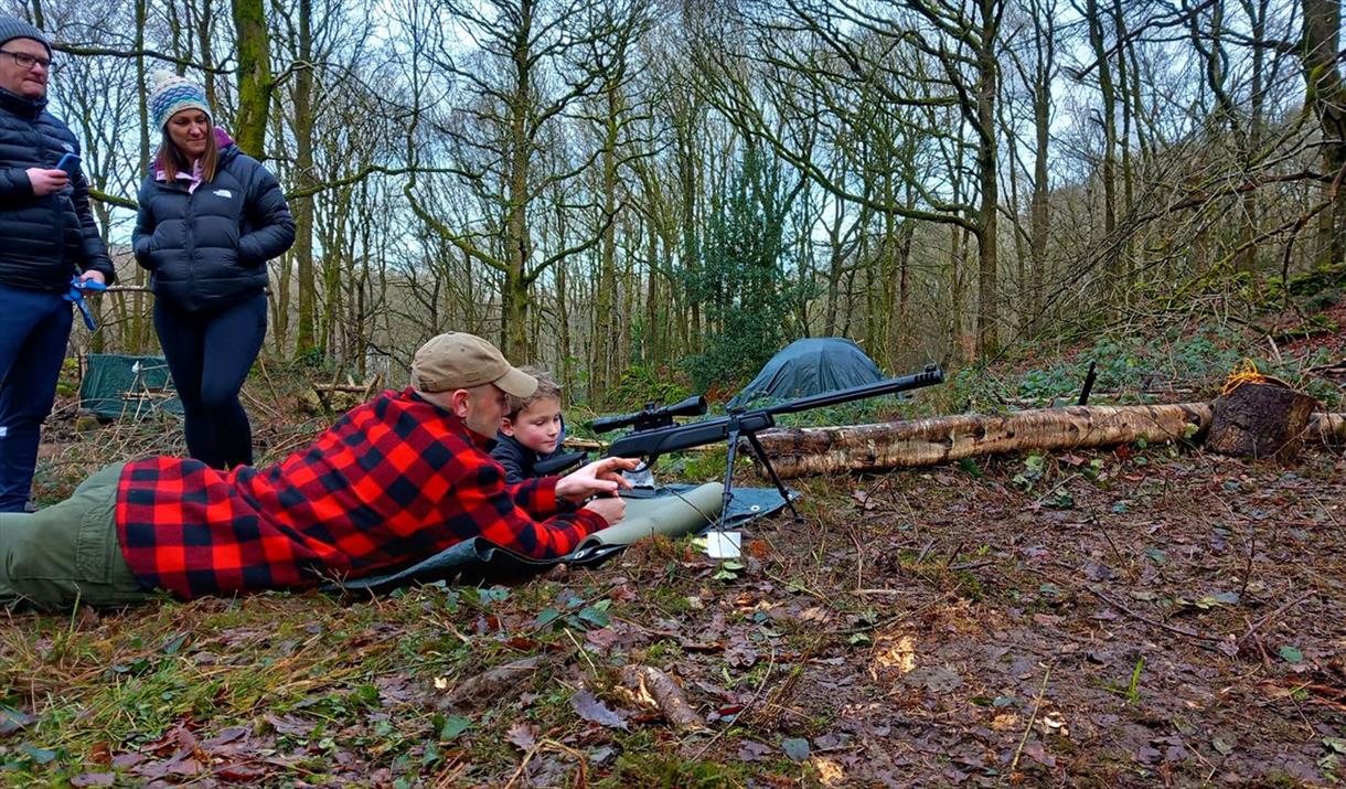 Family Practicing Shooting with Green Man Survival in Newby Bridge, Lake District