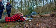 Family Practicing Shooting with Green Man Survival in Newby Bridge, Lake District