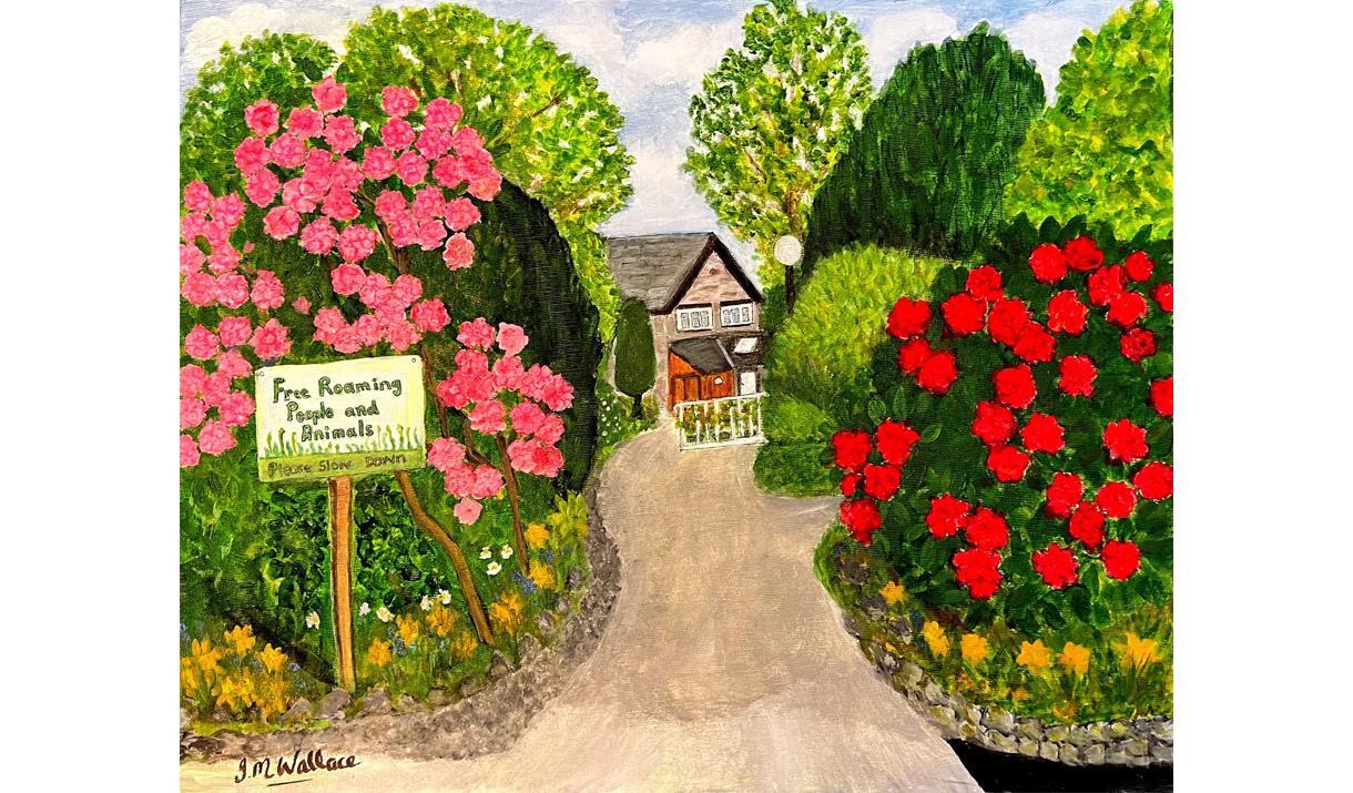 Painted Artwork of Gatesbield Open Gardens in Windermere, Lake District