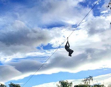 Ziplining at Go Ape Grizedale in Grizedale Forest, Lake District