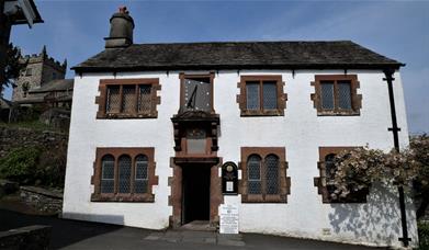 Exterior and Entrance at Hawkshead Grammar School Museum in the Lake District, Cumbria