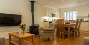 Lounge and self catered kitchen at Hill of Oaks Holiday Park in Windermere, Lake District