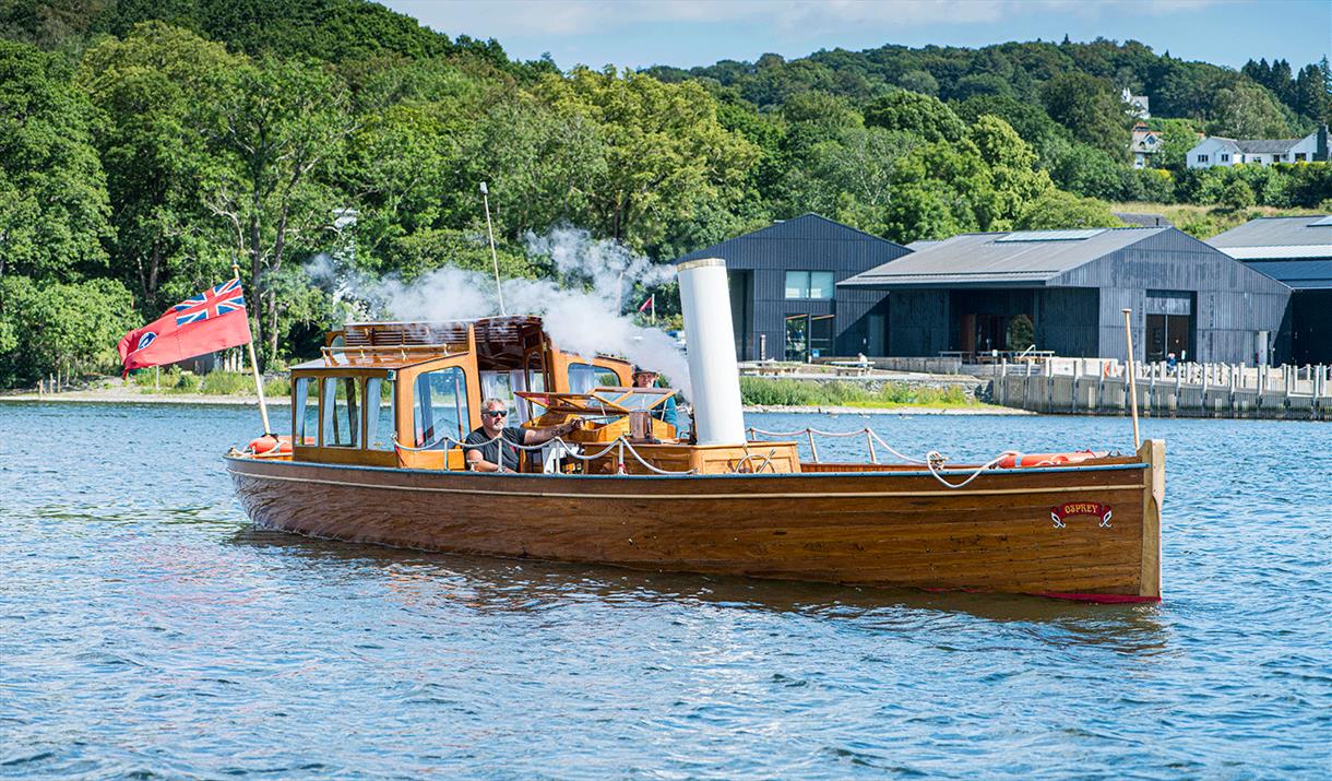 The Heritage Boat Osprey at the Windermere Jetty Museum in Windermere, Lake District