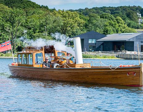 The Heritage Boat Osprey at the Windermere Jetty Museum in Windermere, Lake District