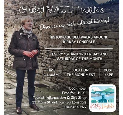 Ad for Guided Vault Walks in Kirkby Lonsdale, Cumbria