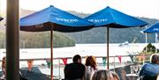 Views of Lake Windermere from the Terrace at Lake View Garden Bar in Bowness-on-Windermere, Lake District