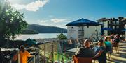Views of Lake Windermere from the Terrace at Lake View Garden Bar in Bowness-on-Windermere, Lake District
