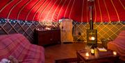 Cozy Yurt Interior at Long Valley Yurts, Witherslack, Lake District