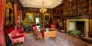 Historic interior and lounge at Levens Hall & Gardens in Levens, Cumbria
