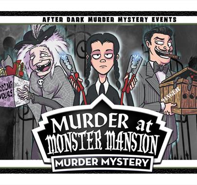 Poster for Murder Mystery Dinner - Murder at Monster Mansion at Lindeth Howe in Bowness-on-Windermere, Lake District