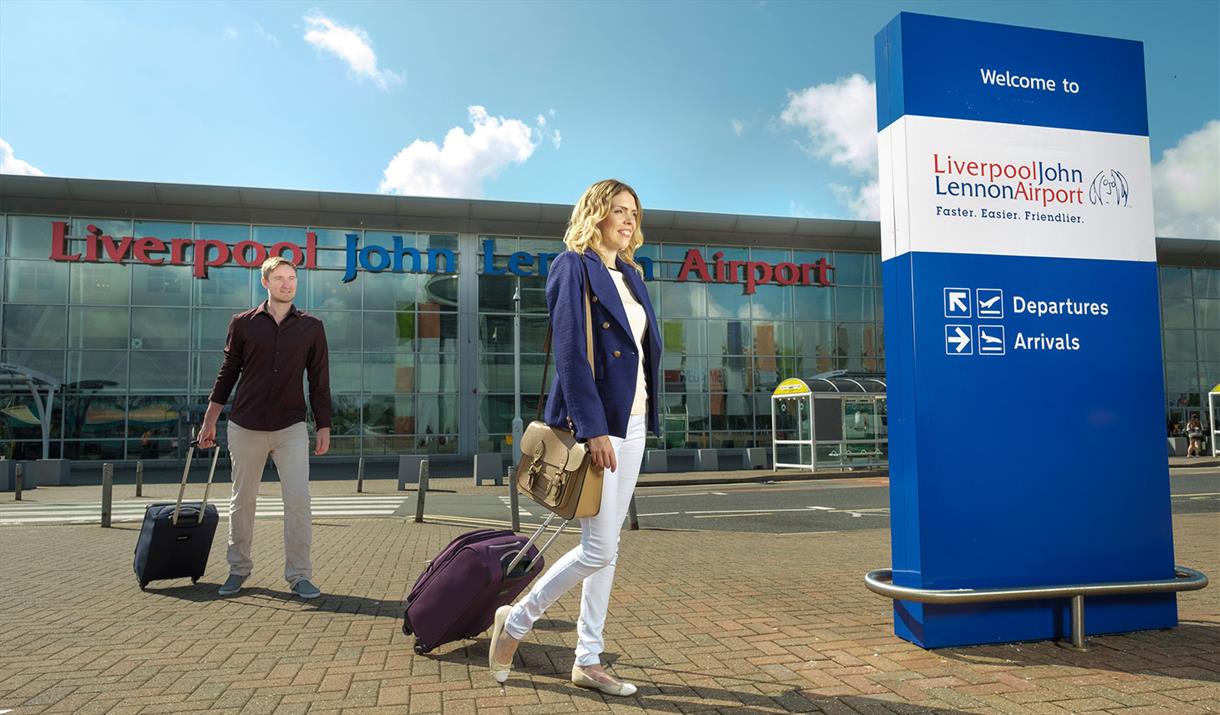 Entrance at Liverpool John Lennon Airport (LJLA) in Liverpool, UK
