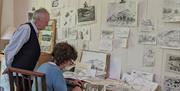 Visitors Sketching at an Art Course with Long House Studios in Kentmere, Lake District