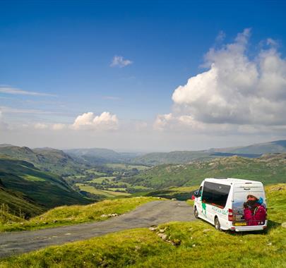 A Mountain Goat Tours Minibus in the Beautiful Scenery of the Lake District, Cumbria