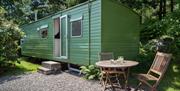 Exterior and outdoor seating at Retro Caravan in Manesty, Lake District
