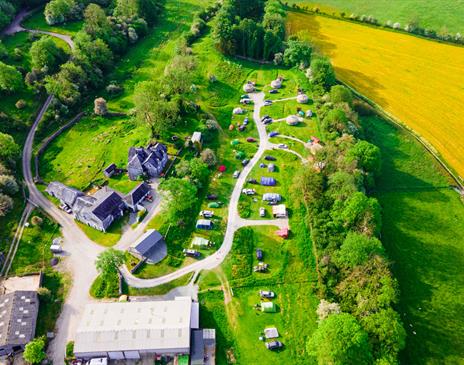Aerial View of Moss Howe Farm Campsite in Witherslack, Lake District