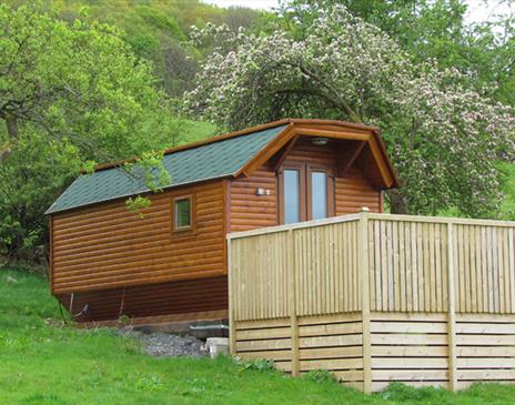 Exterior and Balcony of Octolodges at Abbots Reading Farm in Haverthwaite, Lake District
