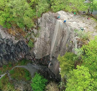 Visitors Abseiling with Path to Adventure in the Lake District, Cumbria