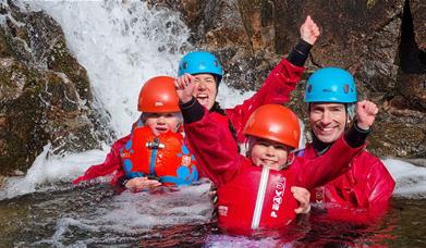 Visitors Family Gorge Walking with Path to Adventure in the Lake District, Cumbria