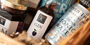 Close-up of Local Gin and Other Treats at The Pele Tower, Killington Hall near Kirkby Lonsdale, Cumbria