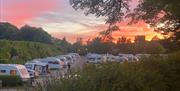 Sunset over Touring Sites at Pennine View Caravan Park in Kirkby Stephen, Cumbria