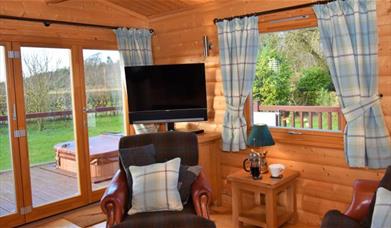 Lounge in Pheasant Lodge at Low Moor Head Farm in Longtown, Cumbria