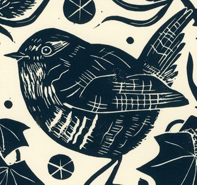 Print Made at the Lino Print Christmas Card Workshop at Quaker Tapestry Museum in Kendal, Cumbria