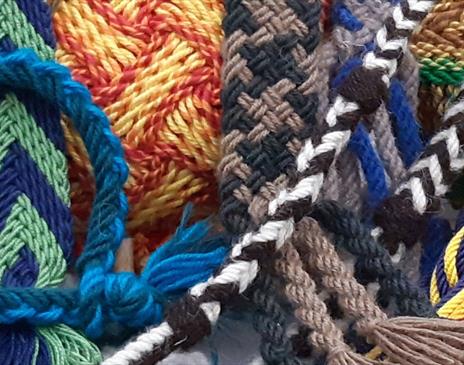 Textiles from the Ply-Split Braiding Workshop at Quaker Tapestry Museum in Kendal, Cumbria