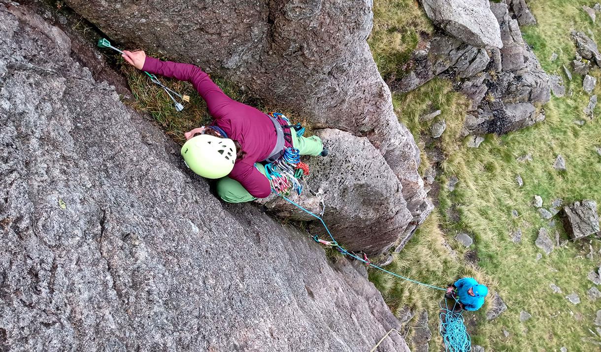Rock Climbing with More Than Mountains in Langdale near Ambleside, Lake District